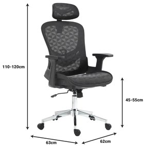 Καρέκλα γραφείου εργασίας Mergi pakoworld μαύρο mesh 62x63x120εκ