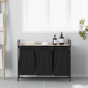 vidaXL Καλάθι Απλύτων με 3 Θέσεις και Ράφι από Ξύλο Sonoma Δρυς