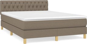 vidaXL Κρεβάτι Boxspring με Στρώμα Taupe 140x200 εκ. Υφασμάτινο