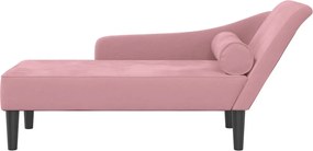 vidaXL Ανάκλιντρο Ροζ Υφασμάτινο με Βελούδινο