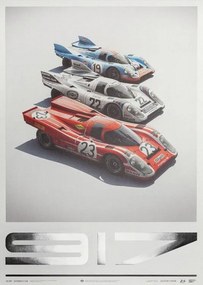 Εκτύπωση τέχνης Porsche 917 - Salzburg & Martini & Gulf - 24h Le Mans, Automobilist