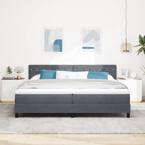 vidaXL Κρεβάτι Box Spring με Στρώμα Σκούρο Γκρι 200x200 εκ. Βελούδο