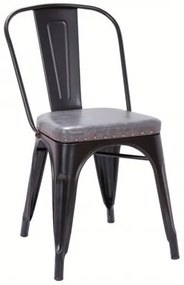 RELIX καρέκλα Μεταλ. Μαύρη Matte/PU Σκ.Γκρι 45x51x82cm Ε5191Ρ,12Μ