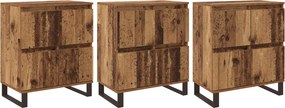 vidaXL Πλαϊνό γραφείο 3 pcs Παλιό ξύλο 60 x 35 x 70 cm