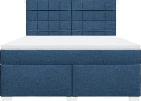 vidaXL Κρεβάτι Boxspring με Στρώμα Μπλε 180x200 εκ. Υφασμάτινο