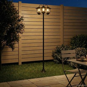 vidaXL Φανάρι 3-κεφαλών Μαύρο 16 x 16 x 187 εκ Αλουμίνιο και ABS