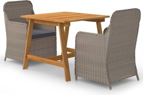 vidaXL Σετ Τραπεζαρίας Κήπου 3 Τεμαχίων Καφέ