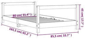 Πλαίσιο Παιδικού Κρεβατιού 80 x 160 εκ. από Μασίφ Ξύλο Πεύκου - Καφέ