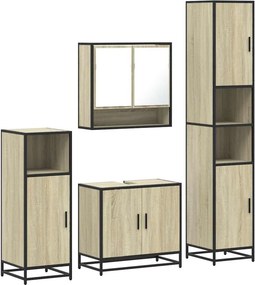 vidaXL Σετ Επίπλων Μπάνιου 4 Τεμαχίων Sonoma Δρυς Επεξεργασμένο Ξύλο