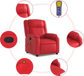 vidaXL Πολυθρόνα Μασάζ Ανακλινόμενη Κόκκινη από Συνθετικό Δέρμα