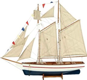Ξύλινο Παραδοσιακό Καράβι Ιστιοφόρο 150x23xH136cm Χρώμα Λευκό-Μπλε 31107