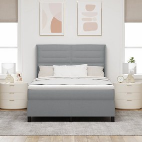 vidaXL Κρεβάτι με ελατήρια και στρώμα Γκρι 140x200 εκ. Υφασμάτινο