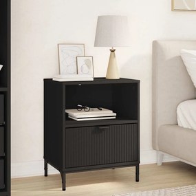 vidaXL Κομοδίνο Μαύρο 49 x 36 x 61 εκ Επεξεργασμένο ξύλο