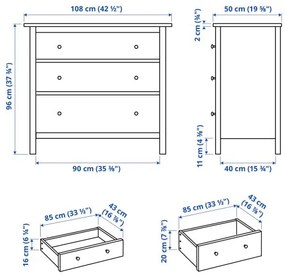 HEMNES συρταριέρα με 3 συρτάρια, 108x96 cm 605.857.96