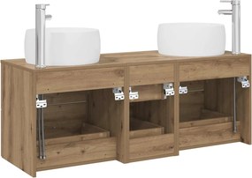 vidaXL Σετ Ντουλαπιών Μπάνιου 3 τμχ. Artisan Δρυς 129 x 44,5 x 80 cm