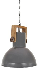 vidaXL Φωτιστικό Industrial Στρογγυλό 25 W Γκρι 32 εκ. Ξύλο Μάνγκο Ε27