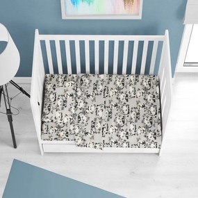 Σεντόνι Βρεφικό Panda Bear 96 Με Λάστιχο Grey DimCol Cradle 70x150cm 100% Cotton Flannel