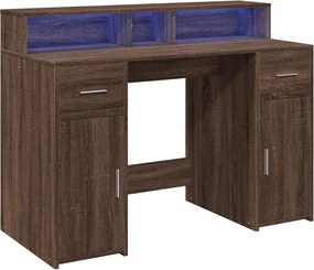 vidaXL Γραφείο με LED Καφέ δρυς 120x55x91 εκ. Επεξεργ. Ξύλο