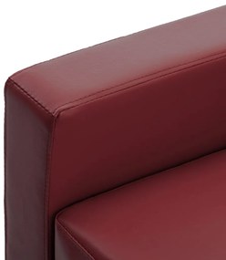 vidaXL Καναπές Τριθέσιος Μπορντό από Συνθετικό Δέρμα