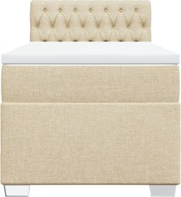 vidaXL Κρεβάτι Boxspring με Στρώμα Κρεμ 90x200 εκ.Υφασμάτινο