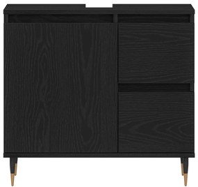 vidaXL Νιπτήρας Μπάνιου Μαύρο Δρυς 65x33x60 εκ Επεξεργασμένο ξύλο