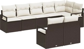 vidaXL Σετ Καναπέ Κήπου 8 pcs Καφέ και Λευκό συνθετικό ρατάν