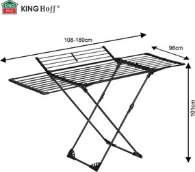 Στεγνωτήριο ρούχων KH 2043, 27 μ., έως 20 κιλά, πτυσσόμενο, από χάλυβα, μαύρο