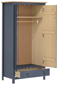 vidaXL Ντουλάπα Hill Δίφυλλη Γκρι 89x50x170 εκ. Μασίφ Ξύλο Πεύκου