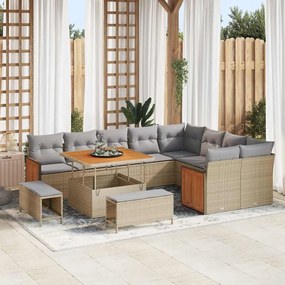 vidaXL Σετ Καναπέ Κήπου 12 pcs Μπεζ, Ανοιχτό γκρι 100 x 100 x 71 cm