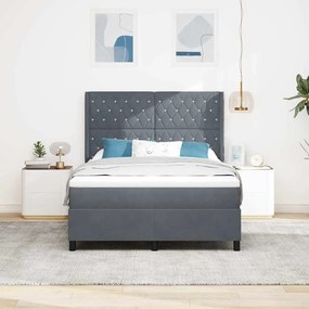 vidaXL Κρεβάτι Box Spring LED με Στρώμα Σκούρο γκρι 140 x 190 cm