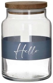 Δοχείο Αποθήκευσης Με Καπάκι Hello 6-60-961-0076 890ml Clear-Grey Click Ξύλο,Γυαλί