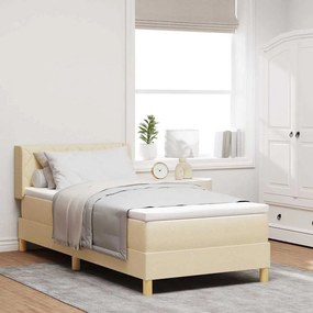vidaXL Κρεβάτι Box Spring με Στρώμα Κρεμ 90 x 200 εκ. Ύφασμα.