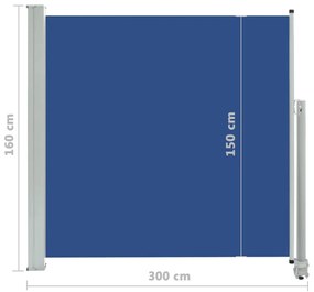 Σκίαστρο Πλαϊνό Συρόμενο Βεράντας Μπλε 160 x 300 εκ. - Μπλε