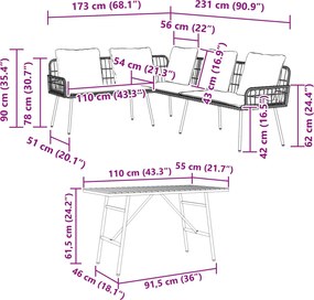 vidaXL Σετ Καναπέ Κήπου 2 pcs Μπεζ συνθετικό ρατάν