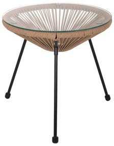 SIDE TABLE ALLEGRA PROFESSIONAL BLACK METAL LEGS RATTAN NATURAL  D47Χ45Hcm.