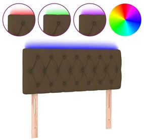 Κεφαλάρι Κρεβατιού LED Σκούρο Καφέ 90x7x78/88 εκ. Υφασμάτινο - Καφέ