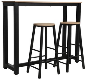 Σετ τραπέζι μπαρ Marle pakoworld 3τμχ sonoma-μαύρο πόδι 120x40x100εκ 225-000015