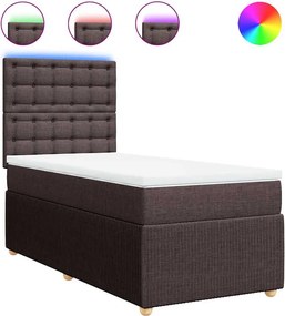 vidaXL Κρεβάτι Boxspring με Στρώμα Σκούρο Καφέ 80x200 εκ. Υφασμάτινο