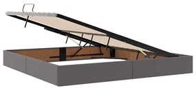 vidaXL Κρεβάτι με αποθηκευτικό χώρο και στρώμα 2 pcs Γκρι Δέρμα