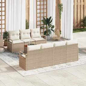 vidaXL Σετ Καναπέ Κήπου με μαξιλάρι 8 pcs Μπεζ Πολυ ράταν