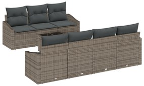 vidaXL Σετ 8 Τεμαχίων Εξωτερικής Τραπεζαρίας με Μαξιλάρια Γκρι Πολυράταν