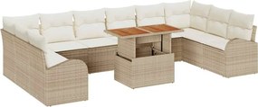 vidaXL Σετ Καναπέ Κήπου με αποθήκευση 11 pcs Μπεζ Πολυ ράταν