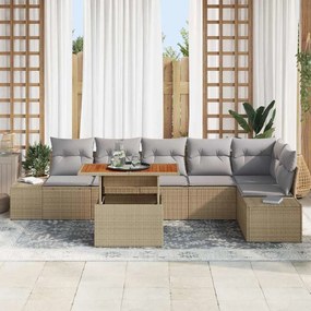 vidaXL Σέτ φαγητού για κήπο με μαξιλάρι 7 pcs Μπεζ και Γκρι