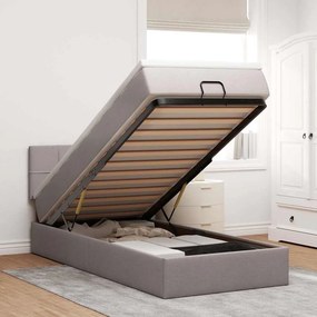 vidaXL Οθωμανικό κρεβάτι με στρώμα &amp; LEDs Taupe 90x190cm ύφασμα
