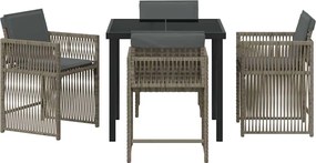vidaXL Σέτ φαγητού για κήπο 5 pcs Γκρι συνθετικό ρατάν