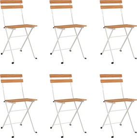 vidaXL Σετ Τραπεζαρίας Bistro Πτυσσόμενο 7 τεμ. Μασίφ Ακακία &amp; Ατσάλι