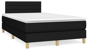 Κρεβάτι Boxspring με Στρώμα &amp; LED Μαύρο 120x190 εκ. Υφασμάτινο