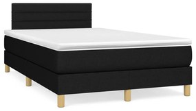 Κρεβάτι Boxspring με Στρώμα & LED Μαύρο 120x190 εκ. Υφασμάτινο
