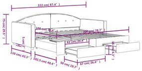 Καναπές Κρεβάτι Συρόμενος Αν. Γκρι 100x200εκ Βελούδο &amp; Συρτάρια - Γκρι