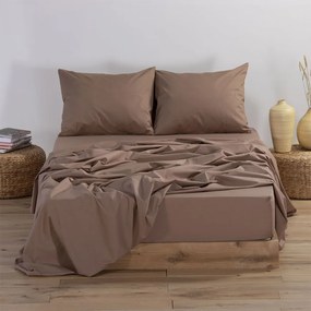 Σεντόνι Με Λάστιχο Basic Brown Nef-Nef Double 120x230cm Με Λάστιχο 100% Cotton